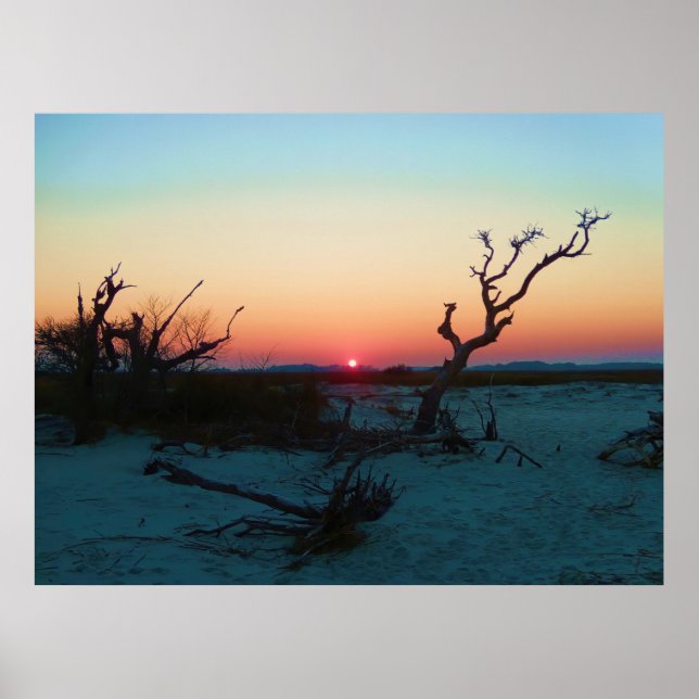 Poster Coucher de soleil de plage de Folly (Devant)