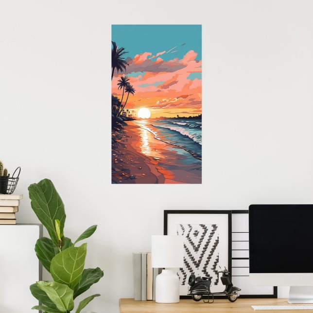 Poster Coucher de soleil de plage tropical (Bureau à domicile)