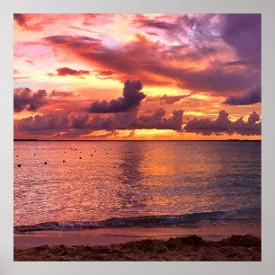 Poster Coucher de soleil de plage tropical