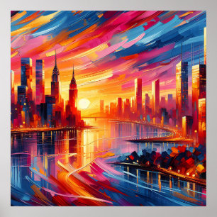 POSTER COUCHER DE SOLEIL DE VILLE