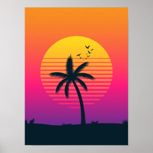 Poster Coucher de soleil des années 80