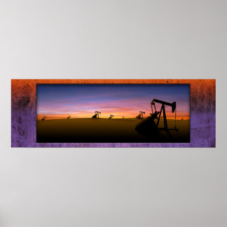 Poster Coucher de soleil des pompes texanes
