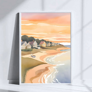 Poster Coucher de soleil d'été Aquarelle de Martha's Vi