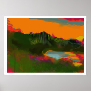 Poster Coucher de soleil d'été Paysage Abstrait