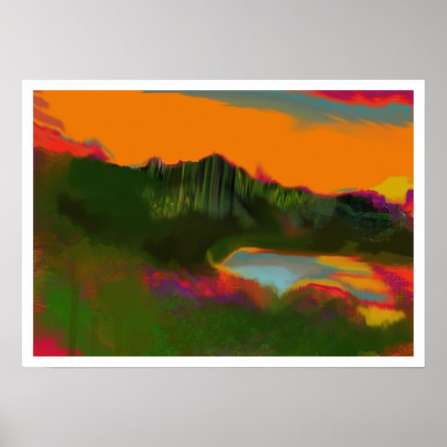 Poster Coucher de soleil d'été Paysage Abstrait (Devant)
