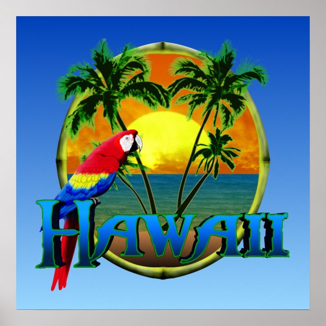 Poster Coucher de soleil d'Hawaii (Devant)