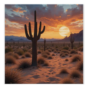 Poster Coucher de soleil du désert de Boho