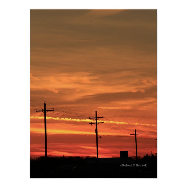 Poster Coucher de soleil du Kansas avec nuages colorés Po (Devant)