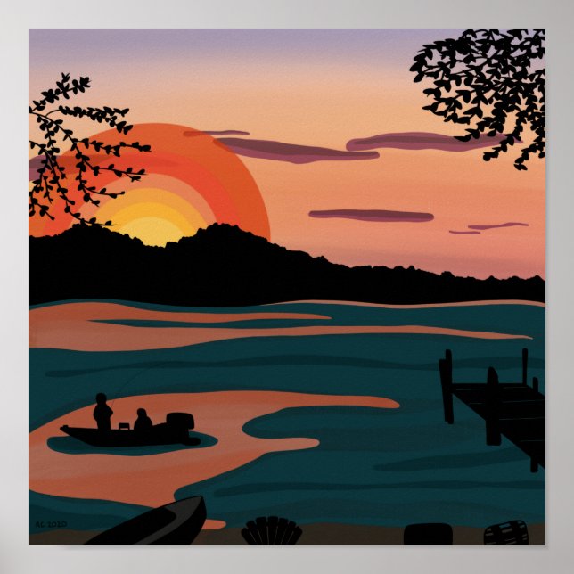 Poster Coucher de soleil du lac Ten Mile (Devant)