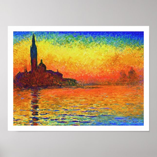 Poster Coucher de soleil du Monet : San Giorgio Maggiore  (Devant)