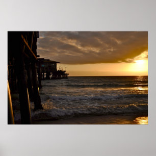 Poster Coucher de soleil du Pacifique à Père Noël Monica