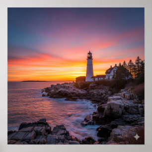 Poster Coucher de soleil du phare