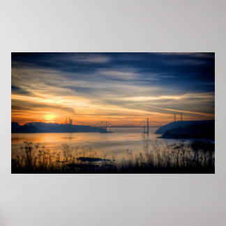 Poster Coucher de soleil du pont de Carquinez