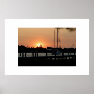 Poster Coucher de soleil du port d'Ocracoke
