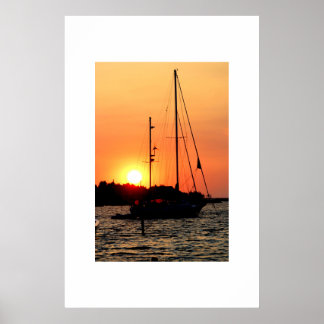 Poster Coucher de soleil du port d'Ocracoke