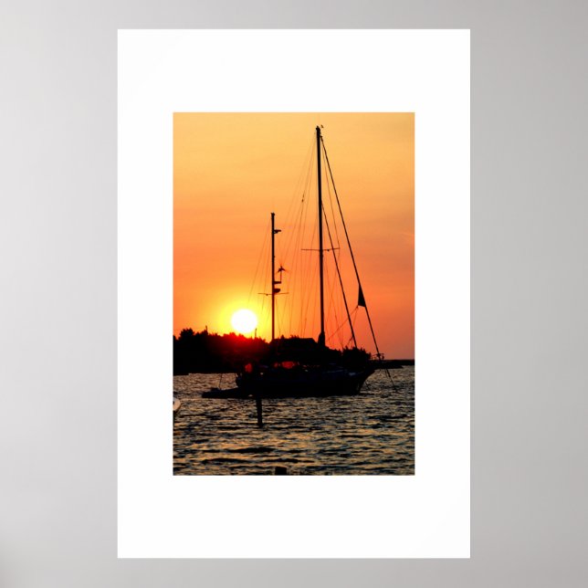 Poster Coucher de soleil du port d'Ocracoke (Devant)