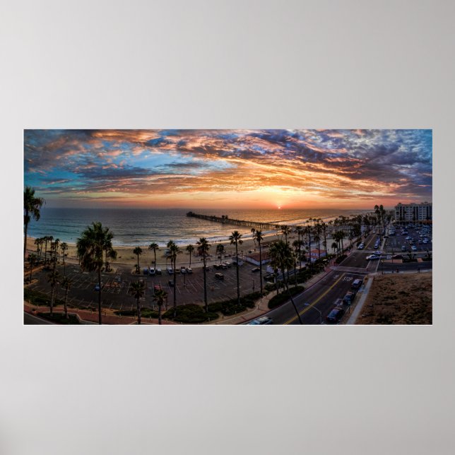 Poster Coucher de soleil en bord de mer (Devant)