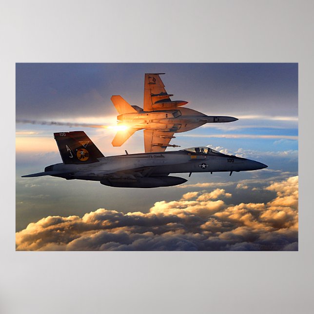 Poster Coucher de soleil F-18 (Devant)