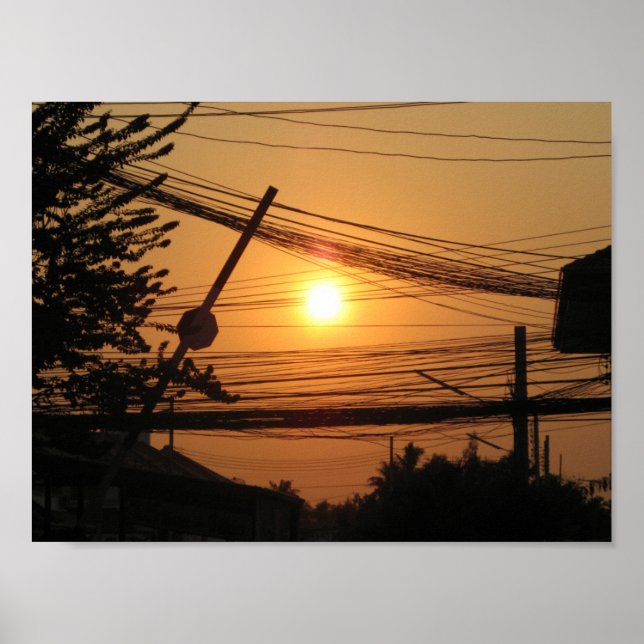 Poster Coucher de soleil filaire ... Krung Thep, Thaïland (Devant)