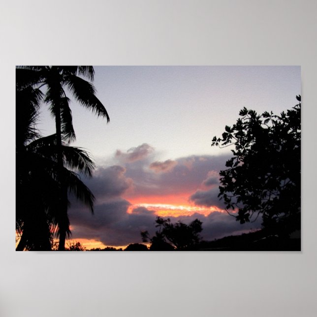 Poster Coucher de soleil hawaïen (Devant)