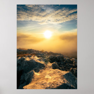 Poster Coucher de soleil incroyable au-dessus des nuages