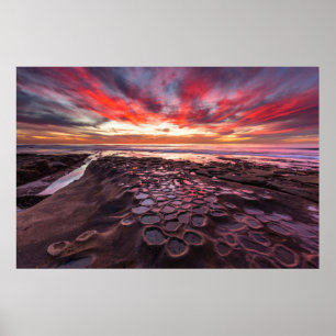 Poster Coucher de soleil incroyable aux bassins de marée
