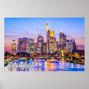 Poster Coucher de soleil magnifique sur Francfort, Allema