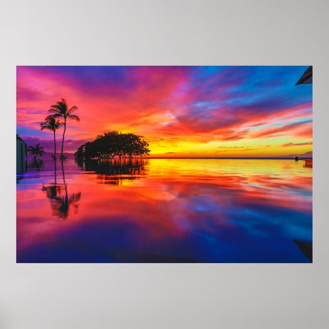 Poster Coucher de soleil majestueux | Wailea Beach, Maui, (Devant)