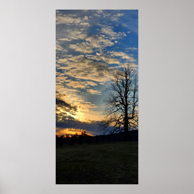 Poster Coucher de soleil nuageux sur la Blue Ridge Parkwa (Devant)