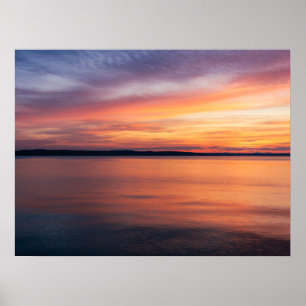 Poster Coucher de soleil orange et violet sur une photo d