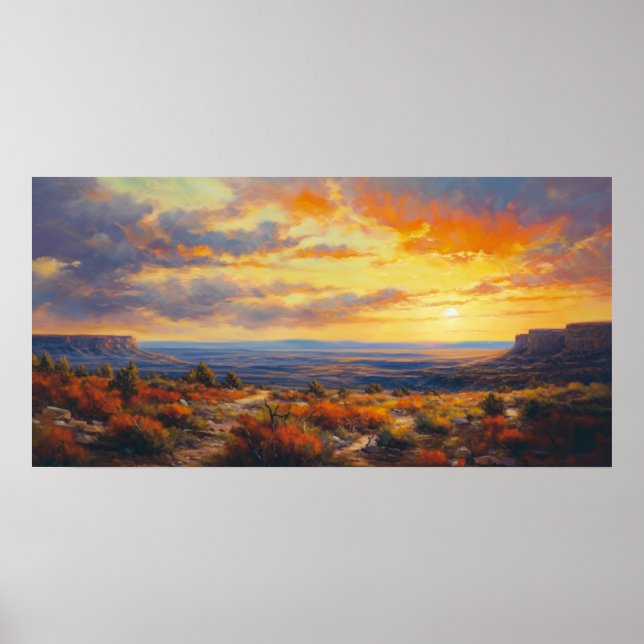 Poster Coucher de soleil paisible dans le Plateau d'autom (Devant)