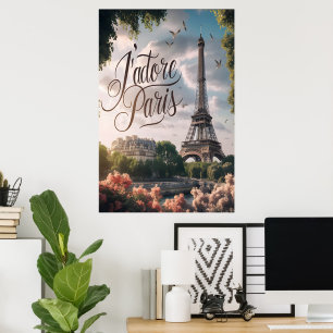 Poster Coucher De Soleil Parisien Avec Tour Eiffel