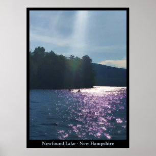 Poster Coucher de soleil peint : Kayak au lac Newfound