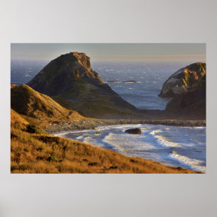 Poster Coucher de soleil, piles de mer, sœurs, côte de l'