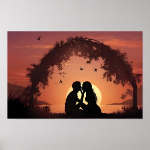 Poster Coucher de soleil romantique