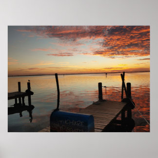 Poster Coucher de soleil romantique sur la baie