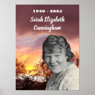 Poster Coucher de soleil rouge avec arbres   Photo du déf