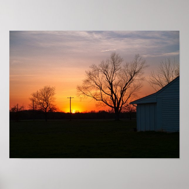 Poster Coucher de soleil rural  (Devant)