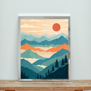 Poster Coucher de soleil Serene Mountain Vista