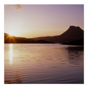Poster Coucher de soleil Stac Pollaidh Écosse