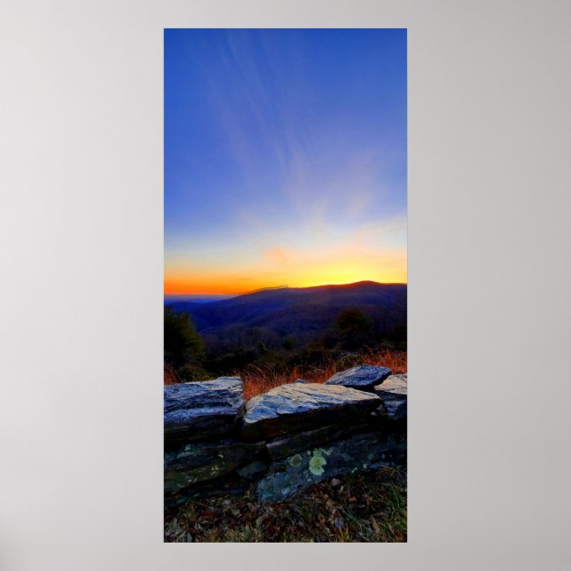 Poster Coucher de soleil sur Blue Ridge Parkway (Devant)