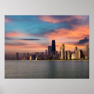 Poster Coucher De Soleil Sur Chicago
