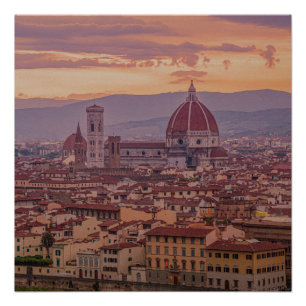Poster Coucher de soleil sur Florence, Italie
