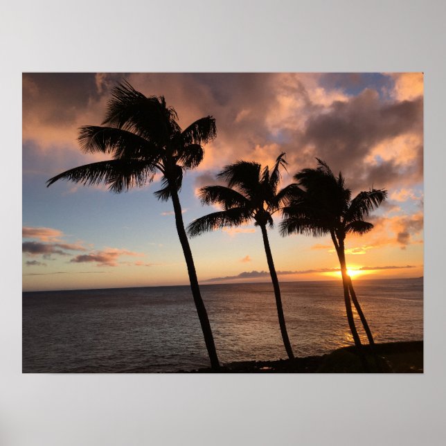 Poster Coucher de soleil sur Kauai, Hawaii (Devant)