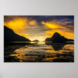 Poster Coucher de soleil sur la baie d'El Nido