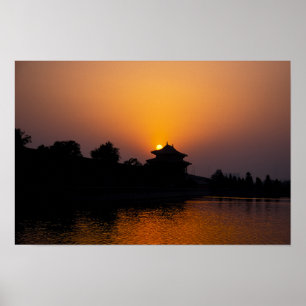 Poster Coucher de soleil sur la Cité interdite - Pékin, C