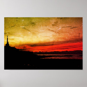 Poster Coucher de soleil sur la mer à Aberystwyth
