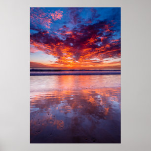 Poster Coucher de soleil sur la mer, Californie