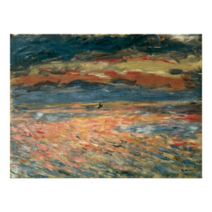 Poster Coucher de soleil sur la mer par Pierre Renoir, Ar