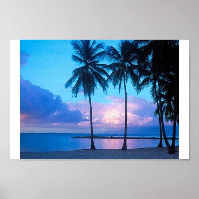 Poster Coucher de soleil sur la plage (Devant)